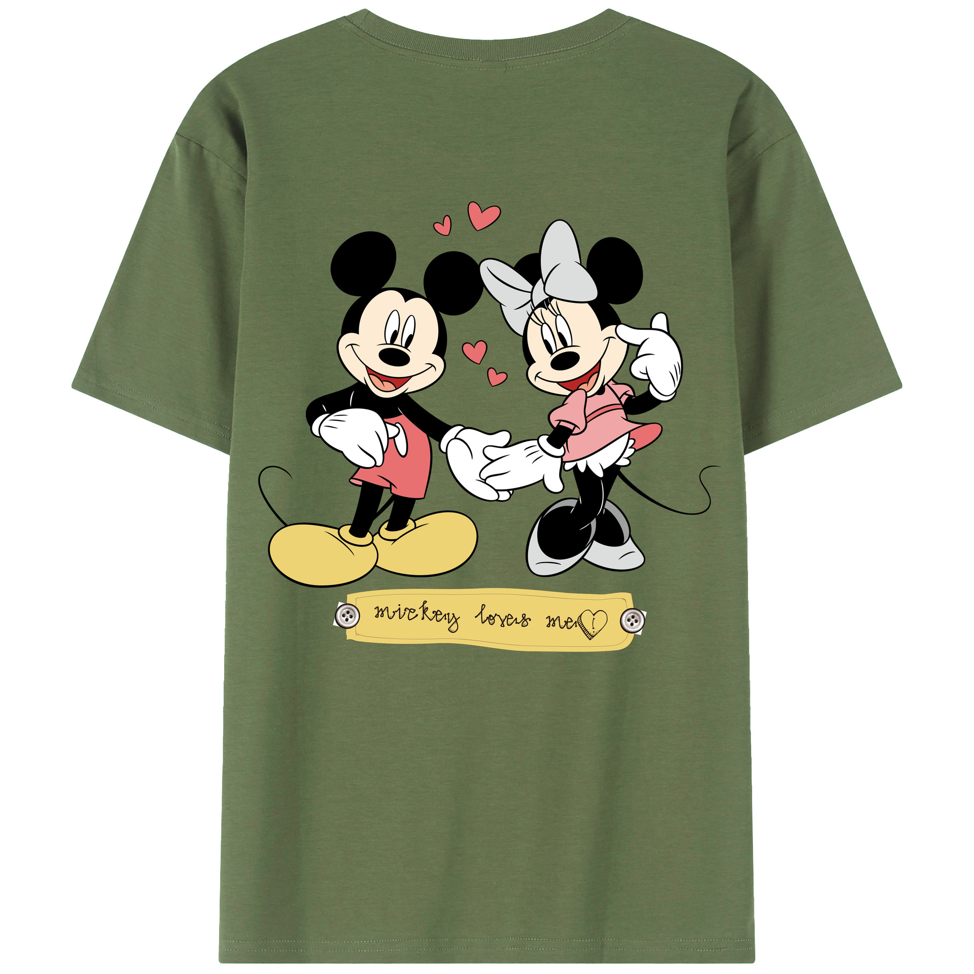 ミッキーマウス Mickey Mouse 綿100％ メンズ半袖Tシャツ（バックプリント） 通気性
